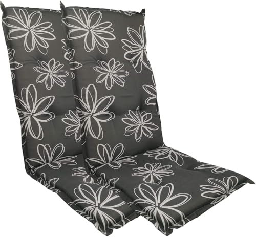 Waidmeister Hochlehner Auflage Naxos für Gartenstühle 118x49 cm (2, Blume Schwarz)
