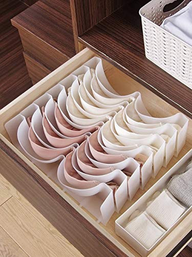 Xiao Hua Schrank-Unterwäsche-Organizer, Schubladen-Trenner, Kleiderschrank-Kunststoff-BH-Aufbewahrungsbox, 6 Stück/Set, Weiß