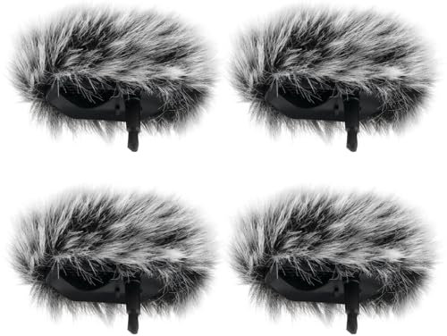 OTOTEC 4Pcs Microphone Pop Filter, Wireless Microphone Covers Furry Wind Muff Compatible with DJI Mic 2, Compatible with DJI Osmo Pocket 3, Gray