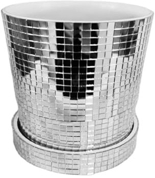 WJLYDM Ball Disco Flower Pot Mini Glass Mirror Planter Design Decorations(Large)