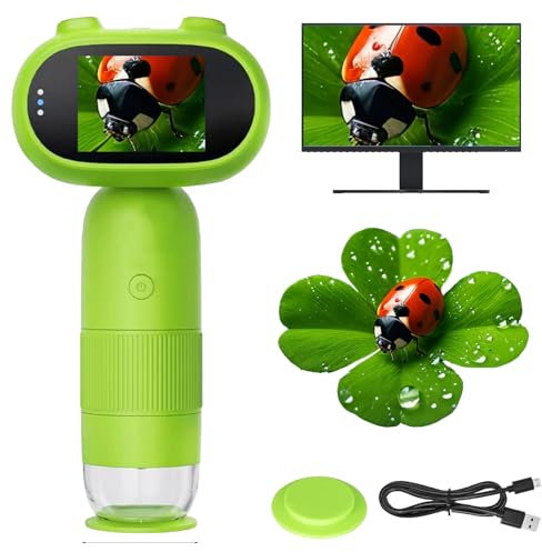 YOUYIKE Microscope Portable pour Enfants, 1000X, Écran IPS 2 avec Photo et Vidéo, pour Enfants à partir de 8 Ans