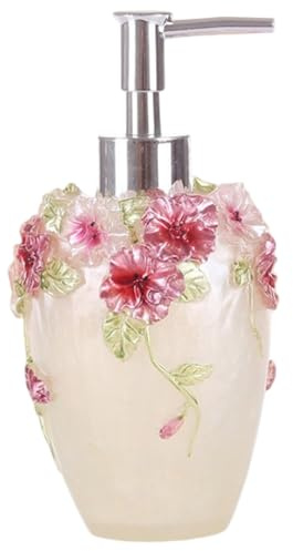 Vintage Floral Soap Dispenser, 10oz/300ml Resin Hand Soap Dispenser with Pump, Refillable Lotion Bottle for Bathroom, Kitchen Counter Vintage