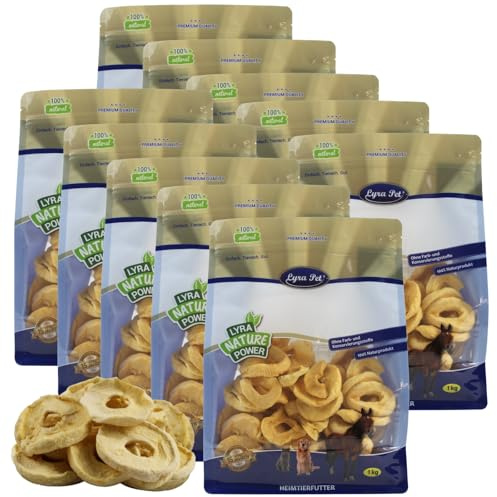 Lyra Pet® 10 kg Äpfel getrocknet Futter für Vögel, Pferde, Nager &Reptilien | Reich an Vitaminen & Ballaststoffen - Nährstoffreiches & natürilches Futter - Apfelscheiben ideal als Ergänzung