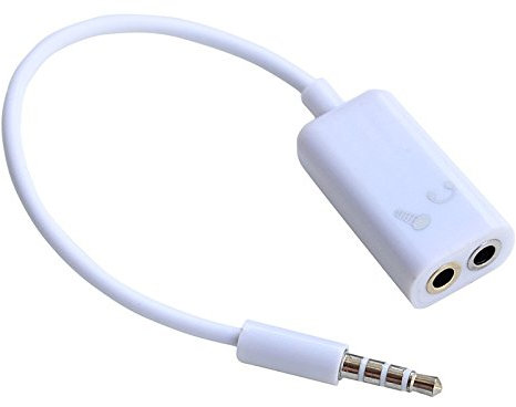 Straße Tech Câble Double Jack 3,5 mm - Splitter Audio Compatible pour Iphone Smartphone iPad Ordinateur PC Casque - Permet de Brancher Un Casque avec Micro sur la Prise Jack - Blanc