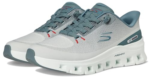 Skechers Mens Arch Fit Glide-Step Pro Hands Free Slip-in, Light Gray/Blue, 6.5
