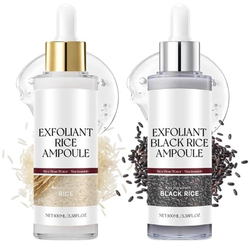 Peel Shot Glow Rice Ampoule Duo, Reis Peeling Ampulle, Exfoliant Rice Ampoule Mitesserentferner Exfoliant, Peel Shot Glow Reis Ampulle Duo - Sanftes Peeling & Porenreiniger Gesicht
