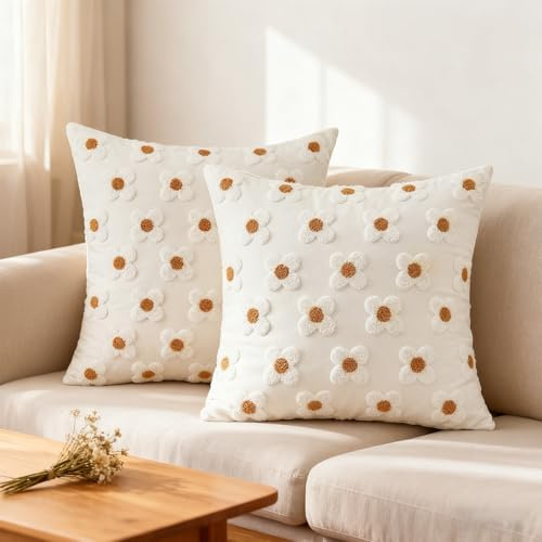 Sunshine smile Kissenbezug 40x40 cm,2er Set Kissenhülle Blumen,Zierkissenbezug Dekokissen,Kissenbezug Kordsamt,Deko Kissen Wohnzimmer,Deko Kissen mit Blumen,für Sofa Sessel Zuhause Schlafzimmer