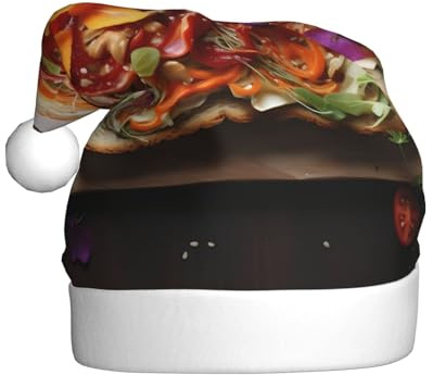 BROLEO Delicious Sandwich Toast bedruckte Weihnachtsmütze für Erwachsene, hochwertiges Accessoire, weich, leicht und flauschig