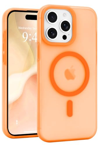 Micoden for iPhone 15 Pro Max Case Silicone Clear Compatible with Magsafe | Soft Skin-feel Translucent Matte,Raised Camera Shockproof Protective,Cute Slim Magnetic Cover for Men Women-Orange