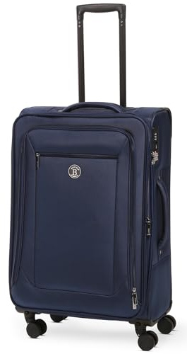 BERTOO Modena Reisekoffer L 64-76L | Erweiterbarer Textilkoffer mit TSA-Schloss & 4 Doppelrollen - Blau