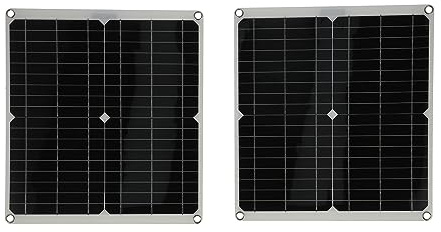 Rcniso Kit de Panneaux Solaires 2 Pièces 25W, Contrôleur de Charge 20V 40A avec Deux Ports USB, pour Voiture Bateau RV