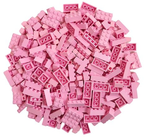 Q-Bricks Box 300Stck. Unicolor Bausteine in 5 Standardformaten: 2X4, 1X4, 2X2, 1X2 e 1X1 Noppen, Hellrosa 970
