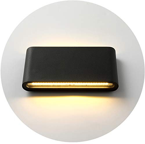 Topmo-plus 12W LED Wandlampe Wasserdichte IP65 Wandbeleuchtung LED Außenwandleuchten 3000K warmweiß 18CM (schwarz)