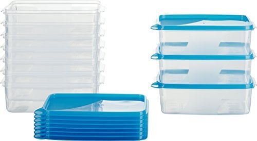 MiraHome Gefrierdosen 10x1L rechteckig blau – Vorratsdosen mit Deckel luftdicht – Transparente Frischhaltedosen mit Deckel – Aufbewahrungsbox Küche für Mealprep & Organisation – Austrian Quality