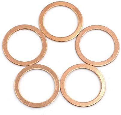 sourcing map 5Pcs de 25mm Diámetro Interior Arandelas de Cobre Planas Junta de Sellado