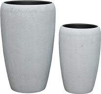 Klocke Lot de 2 pots de fleurs en fibre de verre avec insert pour l'intérieur et l'extérieur Résiste aux intempéries et au gel 2er Set: Höhe 70cm & 50cm Ciment