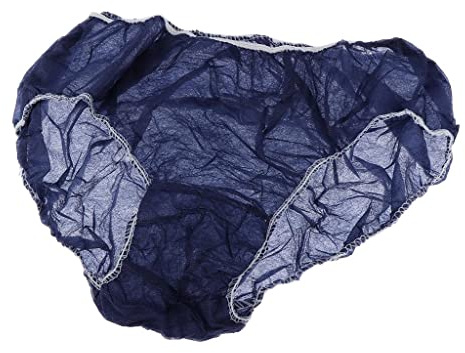 50 Pieces Premium Disposable Underwear Unisex, Breathable Travel Panties, Briefs for SPA, Waxing, Tanning, Postpartum - Plus Size - Navy & White - Blue