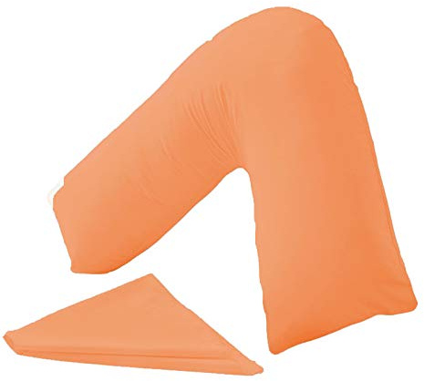 ER Traders Ltd V Shaped Pillow Case Polycotton Cover – Machine Washable, Non-Allergenic, 19 Colours (Pillow Sold Separately) (Peach, Cover Only)