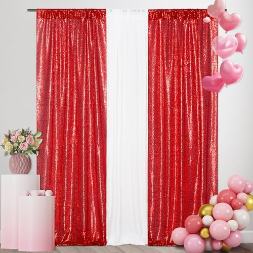 SquarePie Pailletten-Vorhang, 60 x 200 cm, 2 Stück, glitzernd, für Hochzeit, Party, Dekoration