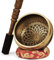 TARORO Bol chantant tibétain ~ 7 Métaux, Ø13cm ~ fait main au Népal ~ Ancien design original ~ Vendu avec un coussin en soie et un maillet Bouddha sculpté à la main ~ Cadeau spirituel
