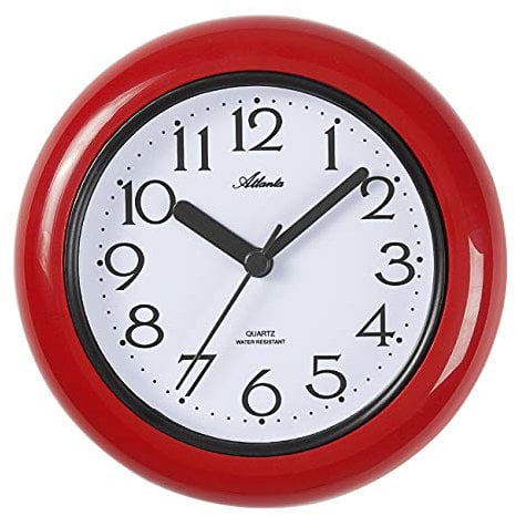 Atlanta Badezimmeruhr zum Hängen oder Stellen Wasserdicht Quarz Analog - 454/1 (Rot)