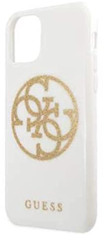 Guess Hülle Glitter 4G Circle Logo Serie für iPhone 11 Pro Max, weiß GUHCP12L3D4GTR