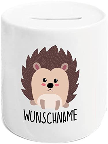 Kleckerliese Kinder Spardose Keramik Sparen Sparschwein mit Tieren Tiermotive personalisiert Name Wunschtext, Igel