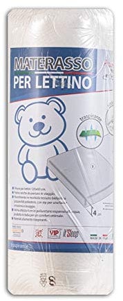 V.I.P. Very Important Pillow Matratze für Baby- und Kinderbett, 120 x 60 x 4 cm, 100% Polyurethan, hergestellt in Italien, mit Bezug aus bi-elastischem Stoff, Jacquard-Design mit Reißverschluss, Weiß