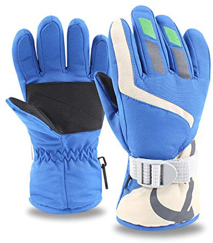 XIAOHAWANG Skihandschuhe Kinde Wasserdicht Fausthandschuhe 3-8Jahren Jungen Mädchen Handschuhe Winter Fingerhandschuhe,für Fahrrad Skifahren Wandern (Blau)