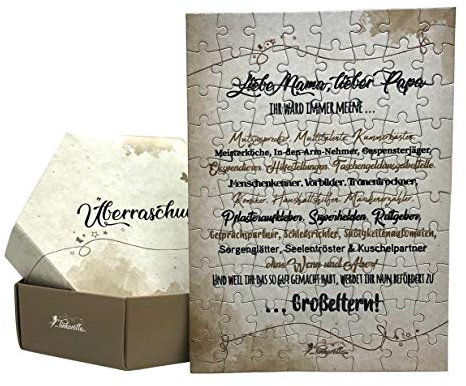 Tinkerella® A5 Puzzle 80 Teile Ihr werdet Großeltern Oma und Opa unseres Kindes! Geschenk Mama & Papa werden Oma & Opa Überraschung zur Beförderung für die Eltern