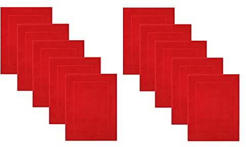 Betz 10 Stück Badvorleger Badematte Badteppich Duschvorleger Frottee Premium 100% Baumwolle Größe 50x70 cm Qualität 650g/m² Farbe rot