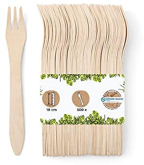 BIOZOYG 500 forchette monouso in legno I posate monouso posate posate in legno posate monouso posate biodegradabili e compostabili I forche stoviglie posate stabili 18 cm