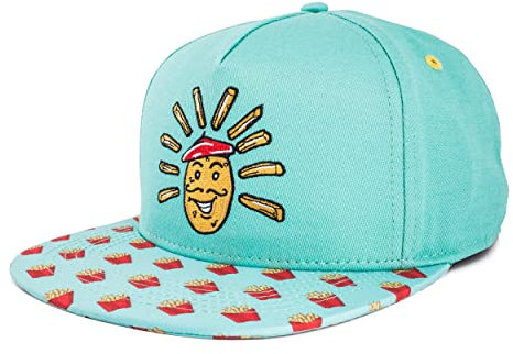 Blackskies® French Fries Snapback Cap | Damen Herren Baseball Mütze Kappe Basecap Schwarz Grau Pommes Food Fritten Cap - Männer Frauen Unisex Streetwear Outdoor Sommer Freizeit