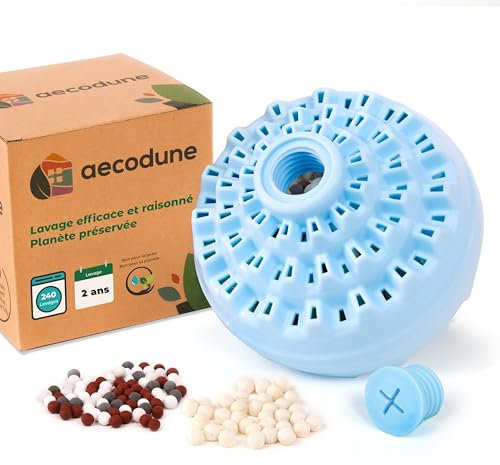 aecodune 2 Ans de Lessive Ecologique Economique -240 Lavages- Boule de Lavage Machine a Laver - Perles de Linge Lessive Poudre Naturelle Zero Dechet -Lessive Hypoallergenique Anti Calcaire