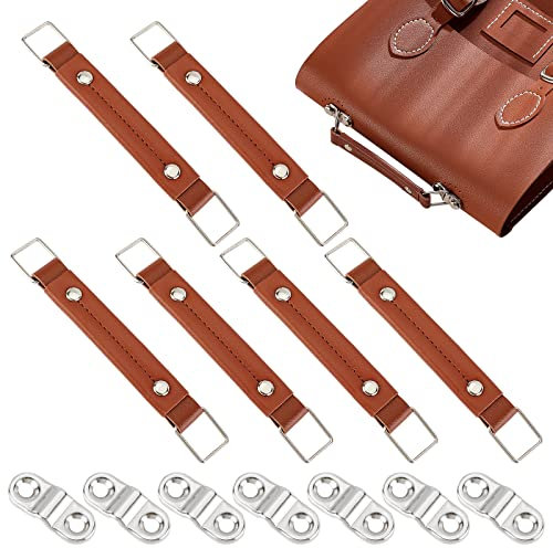 WADORN 6er Pack Gepäckteilgriff aus Leder, 14,6 cm Gepäckgriff Pull Repair Ersatz Gepäckkoffer Griff Griff für Suitcase Password Box Ersatztragegurt Kurzer Aktentaschengriff, Braun