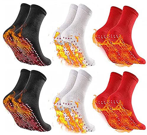 AOOPOO Heated Socks,Self-heating Socks,Magnetic Socks,Magnetic Therapy Socks,Tourmaline Socks,Thermal Socks for Winter Outdoor Skiing Running Fishing,Unisex,6 Pairs