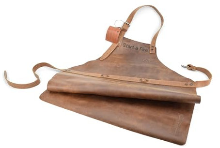 Grillrost.com Das Original Büffelleder Grillschürze - aus italienischem Leder mit Kupferbeschlägen