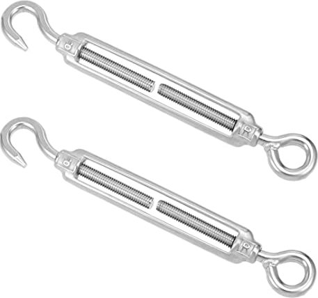HOUSON 2 Stück M8 Edelstahl Spannschlösser Draht Spanner, verstellbar Spannschloss Haken und Öse für Rankhilfe Edelstahl Seilsystem,Gartendraht,Zaunspanner(M8 OC)
