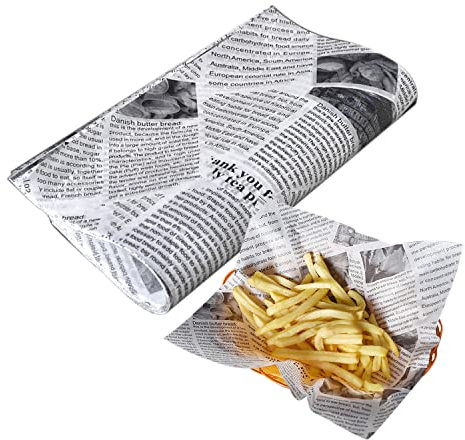 120 Hojas de Papel Antigrasa Impreso para Envolver Alimentos, Almohadilla Impermeable Multiusos, Sándwich Vintage, Apto para Pollo Frito y Patatas Fritas (22 * 22cm)