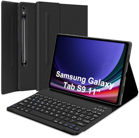 SENGBIRCH Custodia con Tastiera Samsung Galaxy Tab S9 11'' 2023, Italiana QWERTY Tastiera Bluetooth Rimovibile per Samsung Galaxy Tab per Samsung Tab S9/S8/S7, Nero