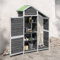 Homgoday Geräteschuppen Gartenschrank Geräteschrank Gerätehaus Gartenhaus Holzschuppen Werkzeugschrank mit Tür und Satteldach Grau 120x53,5x170 cm Massivholz Kiefer