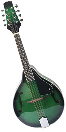 Mandolinen für Anfänger Grüne 8-saitige Lindenholz-Akustikmandoline, Verstellbare Brücke, Mandoline, Musikinstrumente