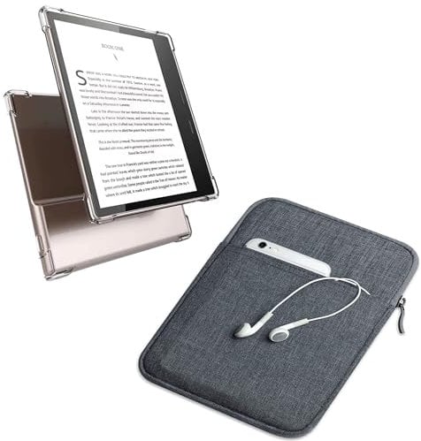 enoxboo Hülle für 7 Kindle Oasis 10. Generation 2019 und Kindle Oasis 9. Generation E-Reader 2017, Modell Nr.: S8IN4O oder CW24WI, 1 durchsichtige TPU-Hülle und 1 Hüllentasche