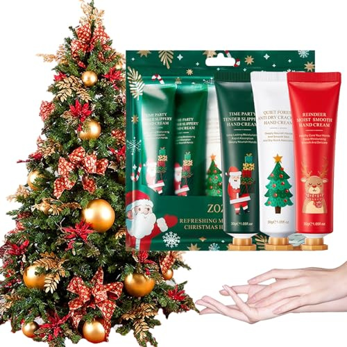 Handcreme Weihnachten Mini,Handcreme Geschenkset 5x30ml,Weihnachts Handcreme Rückfettende Handcreme,Handcreme-Set für Damen,Mini Handcremes für Trockene,Raue,Rissige Händ,Geschenk für Weihnachten