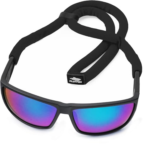 Pilotfish Floating Sunglasses Strap, Adjustable, Waterproof, High Visibility, Neoprene Holder for Men & Women (Black)