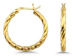 Cassini | Gedrehte Creolen Ohrringe mit 18K vergoldet, ⌀ 35 mm, Klappkreolen, Hypoallergene goldene Ohrringe für Damen 3CSD4