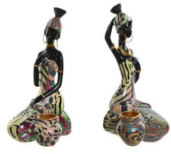 Home ESPRIT Dekofigur, Mehrfarbig, afrikanisch, 9 x 7 x 16,5 cm, 2 Stück