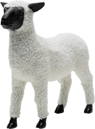Kare Design Deko Figur Happy Sheep, Weiß, Deko Objekt, Schaf Motiv, handbemalt, Unikat, 28x30x11 cm (H/B/T)