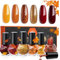 Modelones 6 PCS Nagellack - Schnelltrocknend, Herbst Orange Glitter Rot, Ungiftig Auf Wasserbasis, Gel, Langanhaltend für DIY Salon - Geschenk für Frauen Mädchen