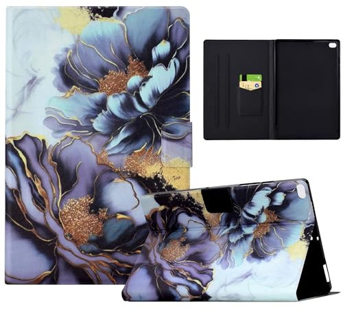 Funda para iPad 9,7 Pulgadas 6.ª/5.ª Generación 2018 2017, Funda Protectora Patrón de Color con Función de Auto-Reposo/Activación para iPad 9,7/iPad Air 2/iPad Air 1, Peonía